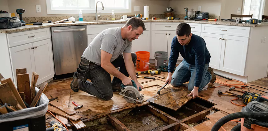 Kitchen Floor Water Damage Repair in Maple Valley